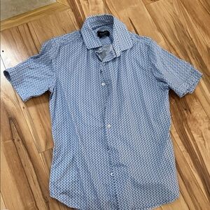 Bugatchi Blue Geometric Casual Shirt